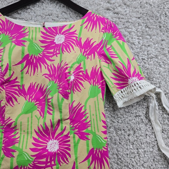 Lilly Pulitzer Dress Womens 2 Pink Green Lined‎ Floral Colorful Resort Vacation - Picture 3 of 12